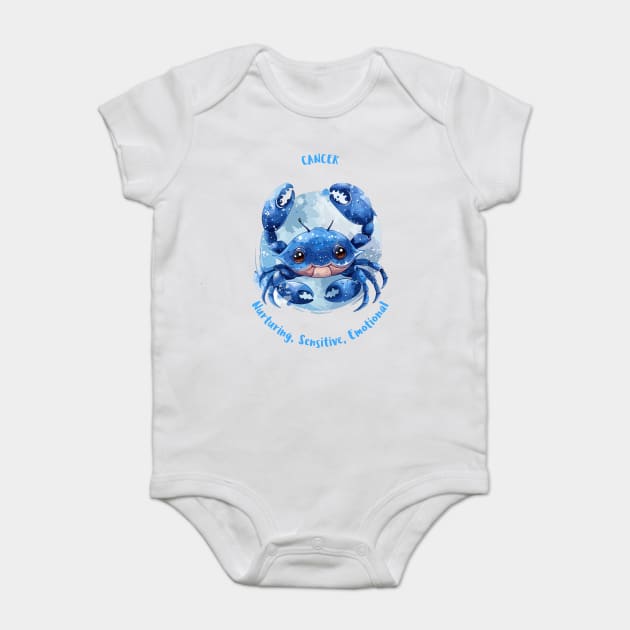 Cancer Cartoon Zodiac Sign Baby Bodysuit by Vinokurio